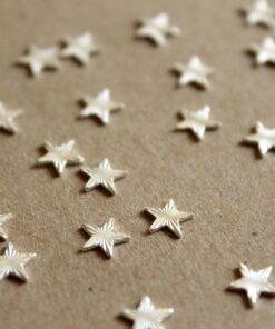 10 pc. Tiny Silver Plated Brass Textured Stars: 6.5mm diameter - made in USA | SI-109