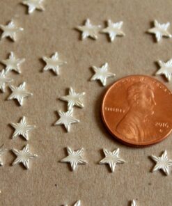 10 pc. Tiny Silver Plated Brass Textured Stars: 6.5mm diameter - made in USA | SI-109