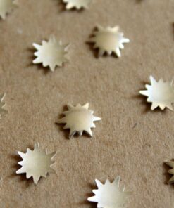 16 pc. Tiny Silver Plated Brass Sunbursts : 9mm - made in USA | SI-113