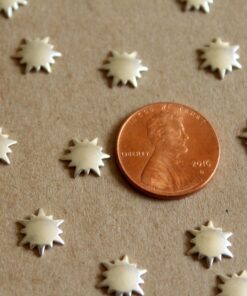 16 pc. Tiny Silver Plated Brass Sunbursts : 9mm - made in USA | SI-113