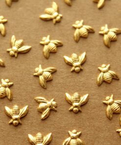 12 pc. Tiny Gold Plated Brass Bees: 7mm by 6mm - made in USA | GLD-001