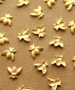 12 pc. Tiny Gold Plated Brass Bees: 7mm by 6mm - made in USA | GLD-001