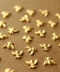 12 pc. Tiny Gold Plated Brass Bees: 7mm by 6mm - made in USA | GLD-001