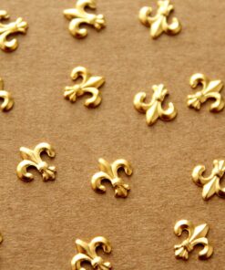 16 pc. Gold Plated Raw Brass Fleur de Lis Stampings: 7.5mm by 7mm - made in USA | GLD-042
