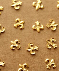 16 pc. Gold Plated Raw Brass Fleur de Lis Stampings: 7.5mm by 7mm - made in USA | GLD-042