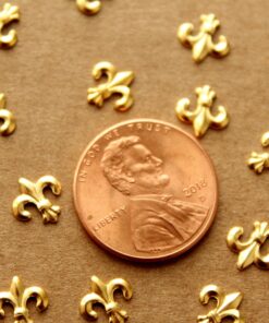 16 pc. Gold Plated Raw Brass Fleur de Lis Stampings: 7.5mm by 7mm - made in USA | GLD-042