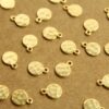 8 pc. Gold Plated Brass Hammered Circle Tags: 7mm by 8.5mm - made in USA | GLD-061
