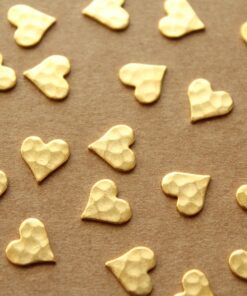 10 pc. Gold Plated Brass Hammered Heart: 8mm by 8mm - made in USA | GLD-044