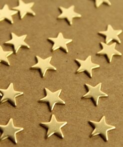 24 pc. Small Gold Plated Brass Stars: 10mm by 10mm - made in USA | GLD-065