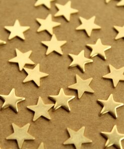 24 pc. Small Gold Plated Brass Stars: 10mm by 10mm - made in USA | GLD-065