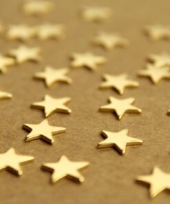24 pc. Small Gold Plated Brass Stars: 10mm by 10mm - made in USA | GLD-065