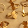 2 pc. Raw Brass Adjustable Rings with Heart-shaped Pads | RB-842