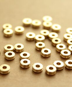 50 pc. Raw Brass Flat Round Ringed Spacer Beads, 5mm by 2mm | FI-489