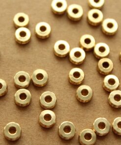 50 pc. Raw Brass Flat Round Ringed Spacer Beads, 5mm by 2mm | FI-489