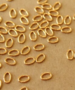 50 pc. 6mm by 4mm Oval 18k Plated Gold Stainless Steel Open Jumprings, 18 gauge | FI-630