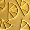 5 pc. Gold Plated Lemon Slice Charms, 42.5mm x 21mm, Orange Slice Fruit Pendant, Gold Fruity Citrus Summer Spring Treat Sliced | MIS-317