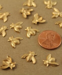 10 pc. Medium Raw Brass Bees: 12mm by 10.5mm - made in USA * Also available in 50 piece * | RB-026