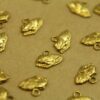 14 pc. Tiny Raw Brass Frog Charms: 9mm by 7mm - made in USA | RB-459