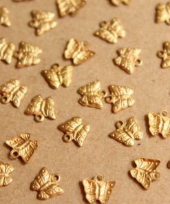 16 pc. Tiny Raw Brass Butterfly Charms: 7mm by 6.5mm - made in USA | RB-864