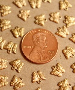 16 pc. Tiny Raw Brass Butterfly Charms: 7mm by 6.5mm - made in USA | RB-864