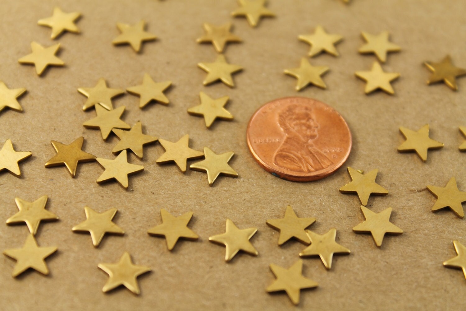 30 pc. Small Raw Brass Stars: 10mm by 10mm - made in USA | RB-006
