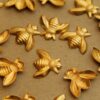 6 pc. Large Raw Brass Bees: 17mm by 15mm - made in USA | RB-070