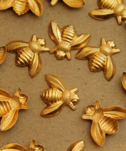 6 pc. Large Raw Brass Bees: 17mm by 15mm - made in USA | RB-070
