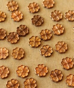 10 pc. Tiny Raw Brass Four Leaf Clover Stampings: 6.5mm by 6.5mm - made in USA | RB-1378
