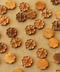 10 pc. Tiny Raw Brass Four Leaf Clover Stampings: 6.5mm by 6.5mm - made in USA | RB-1378
