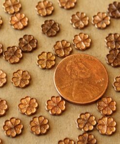 10 pc. Tiny Raw Brass Four Leaf Clover Stampings: 6.5mm by 6.5mm - made in USA | RB-1378