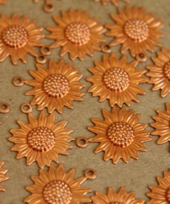 8 pc. Raw Copper Sunflower Charms: 19mm by 16mm - made in USA | RB-279