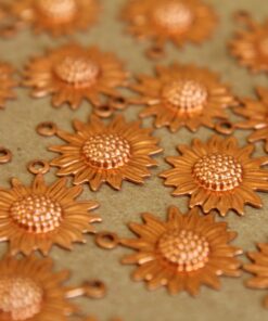 8 pc. Raw Copper Sunflower Charms: 19mm by 16mm - made in USA | RB-279