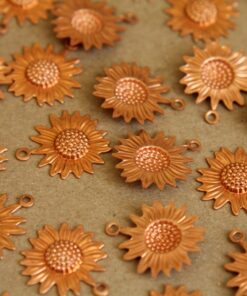 8 pc. Raw Copper Sunflower Charms: 19mm by 16mm - made in USA | RB-279