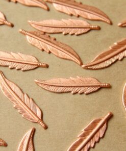 8 pc. Raw Copper Feathers: 32.5mm by 8.5mm - made in USA | RB-561