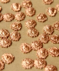 6 pc. Small Raw Copper Lion Heads: 8mm by 8mm - made in USA | RB-584