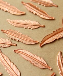 8 pc. Raw Copper Feathers: 32.5mm by 8.5mm - made in USA | RB-561
