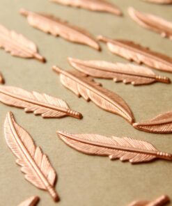 8 pc. Raw Copper Feathers: 32.5mm by 8.5mm - made in USA | RB-561