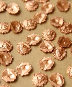 6 pc. Small Raw Copper Lion Heads: 8mm by 8mm - made in USA | RB-584