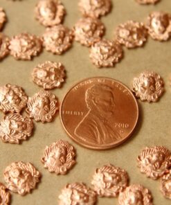 6 pc. Small Raw Copper Lion Heads: 8mm by 8mm - made in USA | RB-584