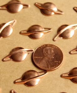 8 pc. Raw Copper Saturn Stampings: 21mm by 11mm - made in USA | RB-814