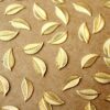 14 pc. Tiny Raw Brass Veined Leaves - Left: 11mm by 5mm - made in USA Autumn Fall Leaf Veined Flat Simple Curved Foliage Woodland | RB-1194