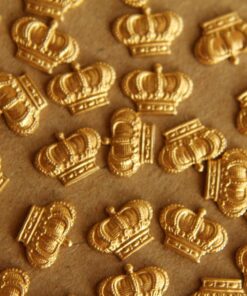12 pc. Small Raw Brass Detailed Crowns: 10mm by 7mm - made in USA | RB-096