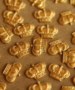 12 pc. Small Raw Brass Detailed Crowns: 10mm by 7mm - made in USA | RB-096