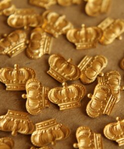 12 pc. Small Raw Brass Detailed Crowns: 10mm by 7mm - made in USA | RB-096