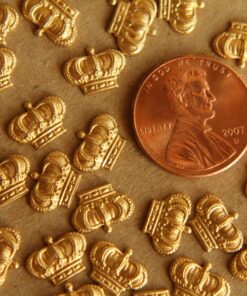12 pc. Small Raw Brass Detailed Crowns: 10mm by 7mm - made in USA | RB-096