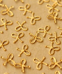 14 pc. Tiny Raw Brass Braided Tied Bows: 7mm by 6.5mm - made in USA | RB-600
