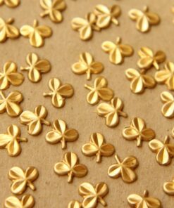 20 pc. Tiny Raw Brass Three Leaf Clovers: 7mm by 6.5mm - made in USA | RB-605