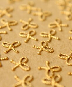 14 pc. Tiny Raw Brass Braided Tied Bows: 7mm by 6.5mm - made in USA | RB-600