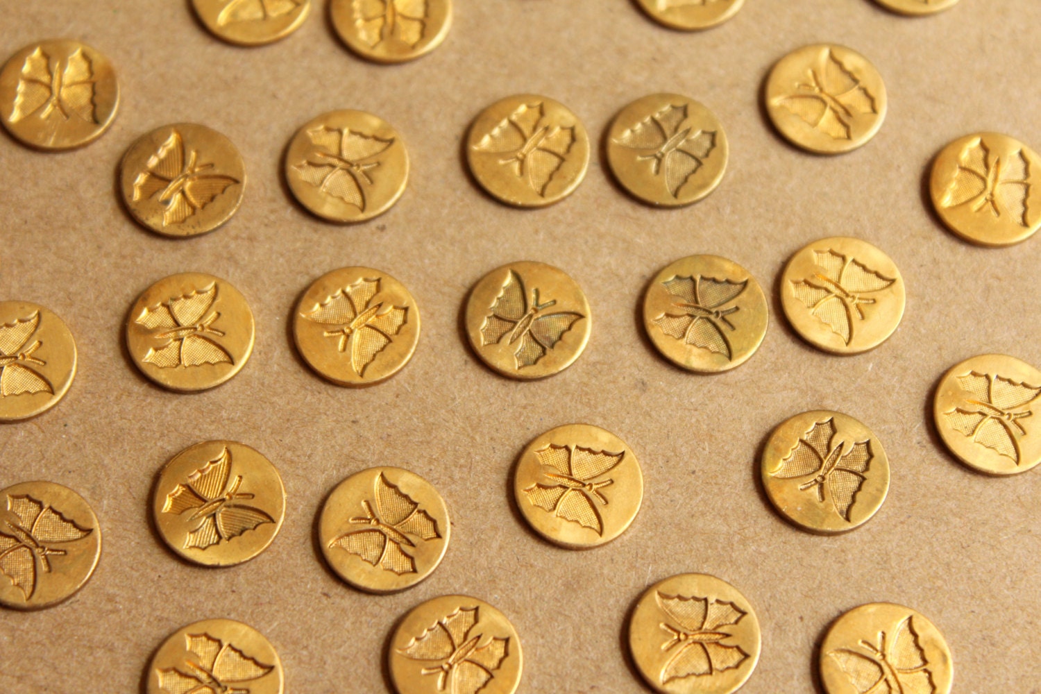 8 pc. Raw Brass Butterfly Coin Stampings: 10.5mm diameter - made in USA | RB-887