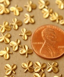 20 pc. Tiny Raw Brass Three Leaf Clovers: 7mm by 6.5mm - made in USA | RB-605